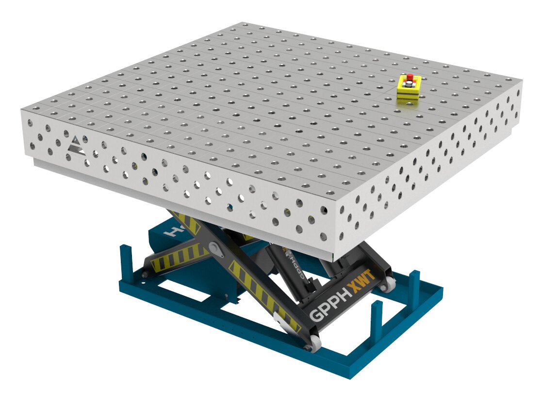 Зварювальний стіл PLUS INOX з гідравлічною системою підйому 1500x1480 mm fi28 mm Сітка 100x100 mm