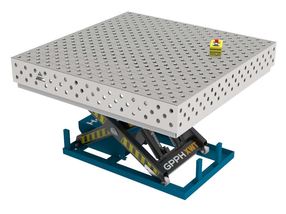Зварювальний стіл PRO INOX з гідравлічною системою підйому 1500x1480 mm fi28 mm Сітка Діагональна