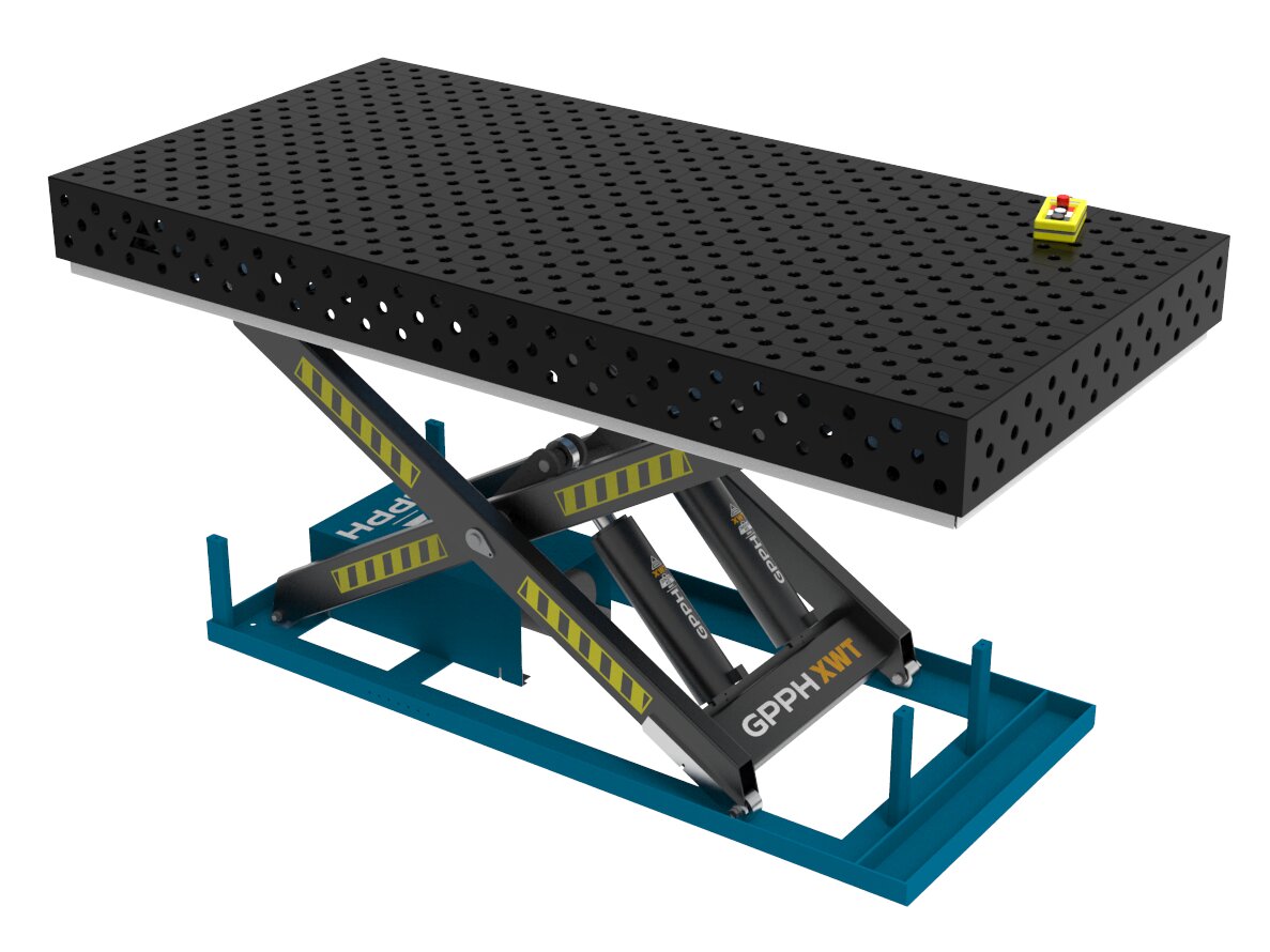Зварювальний стіл PRO з гідравлічною системою підйому 2400x1200 mm fi28 mm Сітка Діагональна